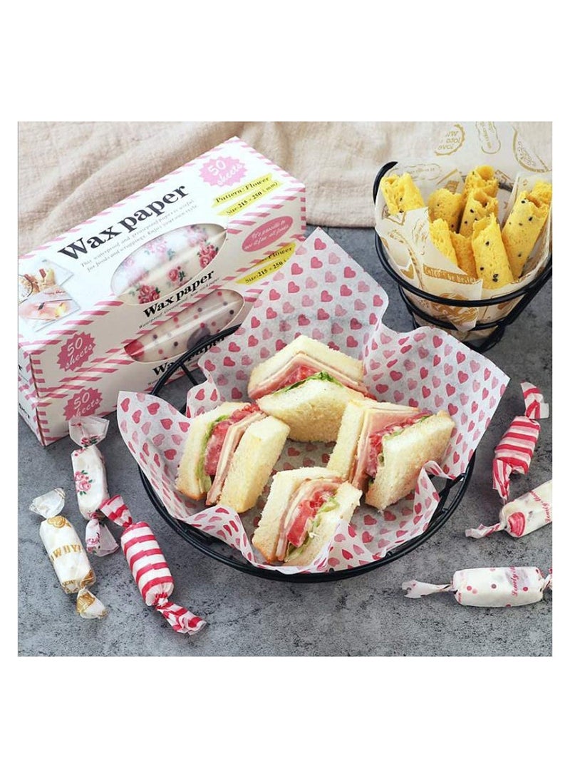 Baking Food Packaging Paper Wax Paper Food Grade Grease Paper Food Wrappers Wrapping Paper For Bread Sandwich Burger Fries Oil Paper Baking Tools Disposable Candy Baking Oil-Proof Package Paper 100 Pc