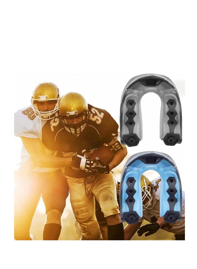 2Pcs Football Mouth Guard with Strap, Soft Youth Mouth Guard Football Mouthpiece, Professional Mouth Guard Sports for Boxing, MMA, Lacrosse Goggles, Rugby & Basketball