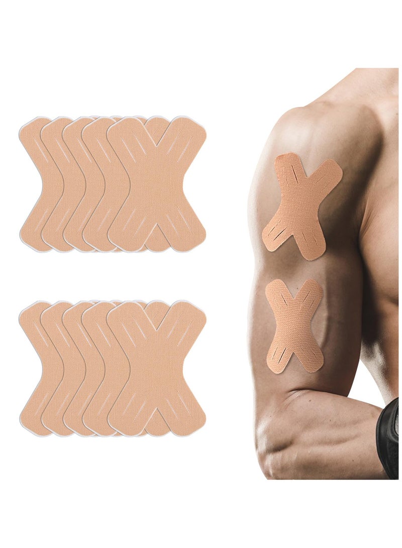 20 PCS Kinesiology Tape Muscle Support Elastic Athletic Sports Tape Therapy Recovery Adhesive X Type for Knees Joint Shoulder Pain Relief Support Knee Ankle Muscle Kinetic Sport Dynamic