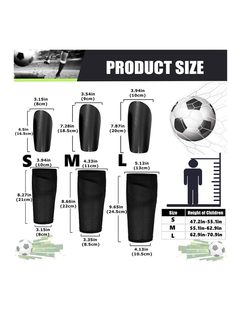 Kids Football Shin Pads, Anti,Slip Guards with Insert Pocket Calf Sleeves, Lightweight and Breathable Soccer Protective Gear for Ages 5,12