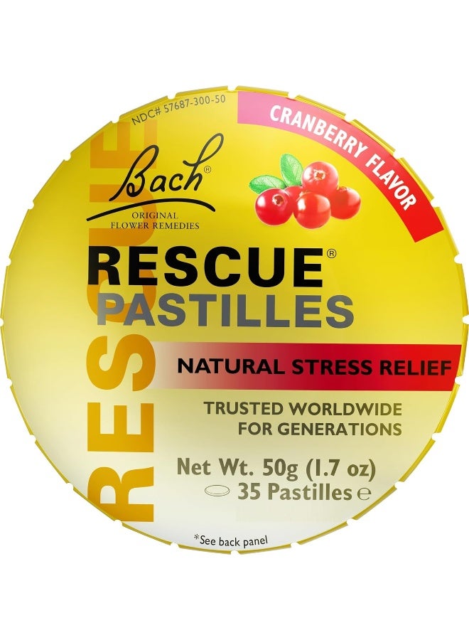 Bach Pastilles Cranberry Flavor Natural Stress Relief Lozenges Homeopathic Flower Remedy Vegetarian Gluten And Sugar-Free 35 Count