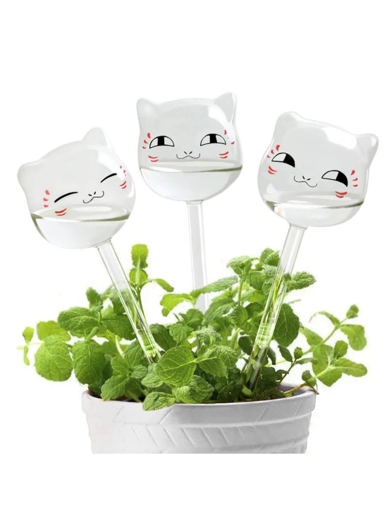 Plant Waterer Plastic Plant Watering Globes Self-Watering Bulbs Large Garden Watering Stakes Automatic Irrigation Device for Indoor Outdoor Plants Hand Blown Clear Glass for Indoor 3 Cats