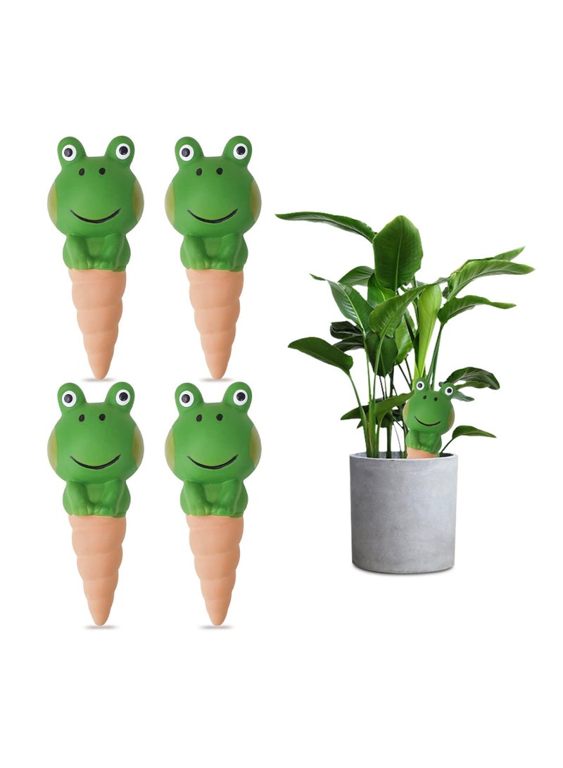 4PCS Terracotta Watering Spikes, Automatic Plant Waterer Devices Frog Themed Watering Globes Terracotta Spike Watering System Decorative Frog Plant Waterer for Indoor/Outdoor Plants Potted Plants