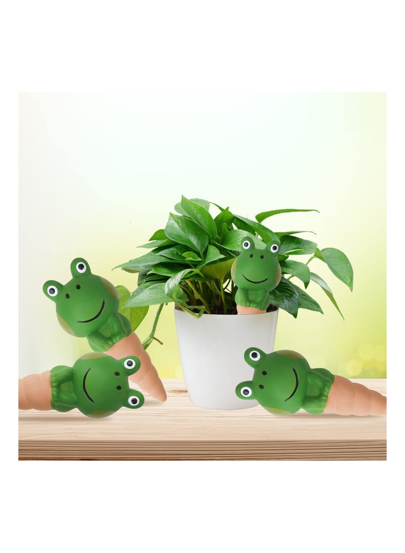 4PCS Terracotta Watering Spikes, Automatic Plant Waterer Devices Frog Themed Watering Globes Terracotta Spike Watering System Decorative Frog Plant Waterer for Indoor/Outdoor Plants Potted Plants