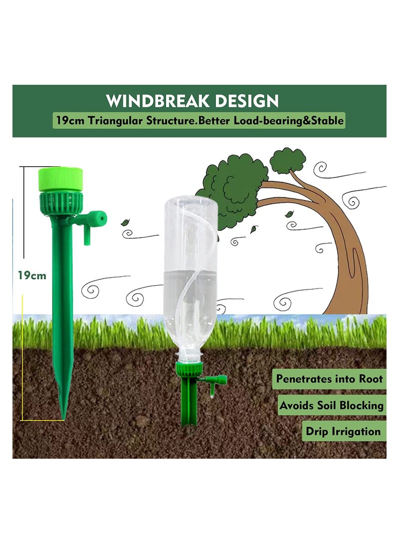 4 Pack Plant Watering Devices Plant Drip Irrigation Plant Self Watering Spikes with Anti-tilt Bracket Valve Control Switch Slow Release Drip Irrigation Vacation Plants Watering System