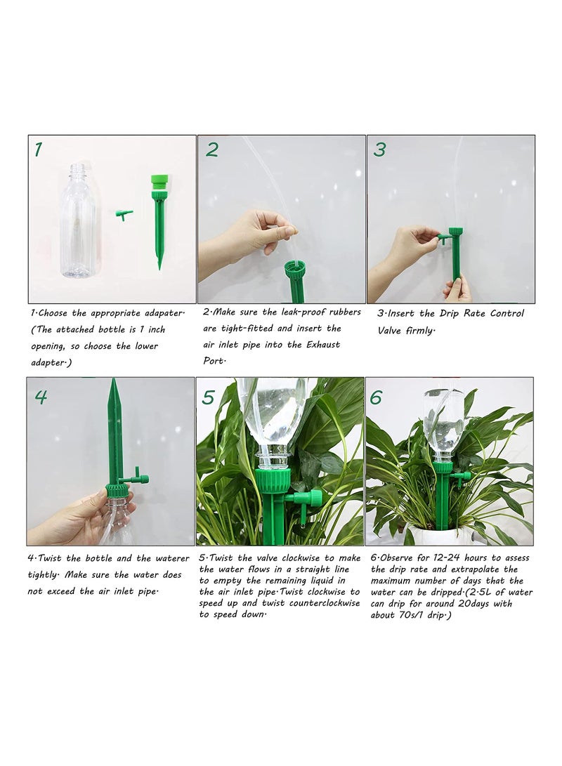 4 Pack Plant Watering Devices Plant Drip Irrigation Plant Self Watering Spikes with Anti-tilt Bracket Valve Control Switch Slow Release Drip Irrigation Vacation Plants Watering System