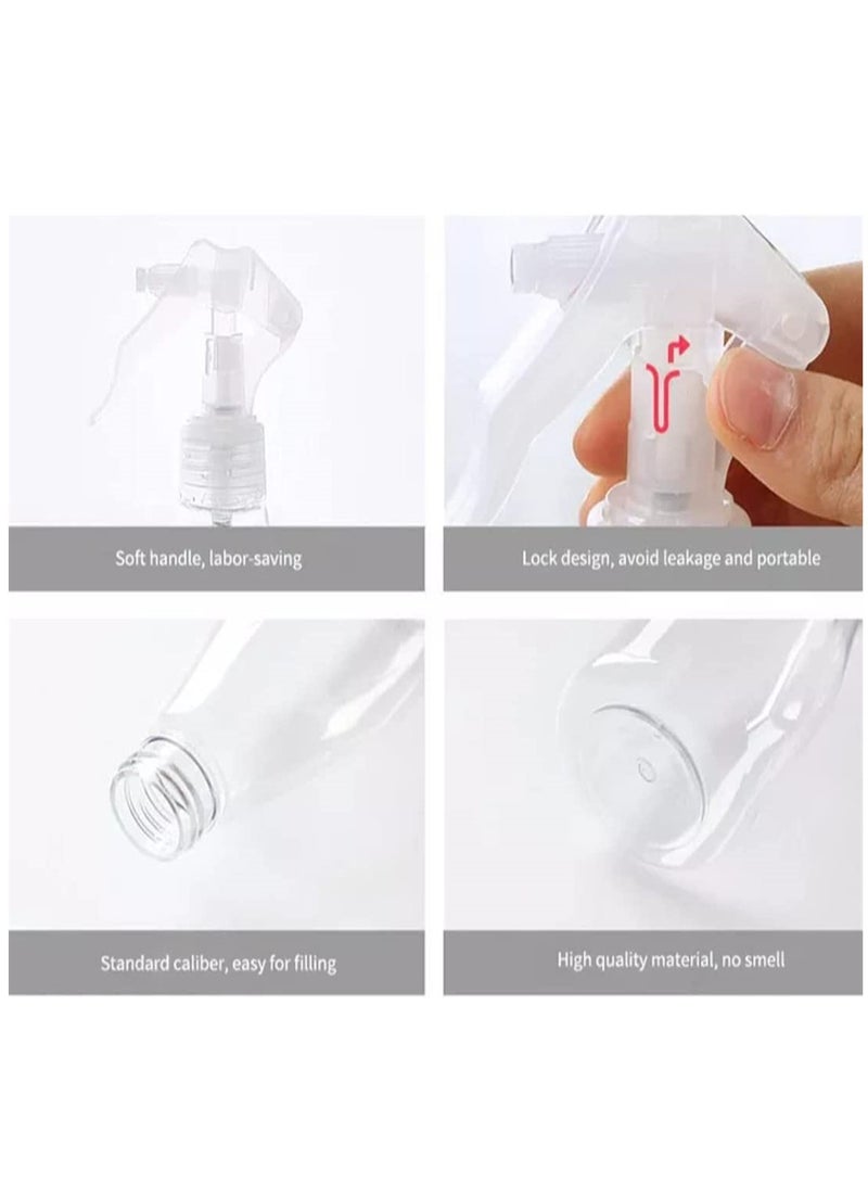 200ML Water Spray Bottles, Plant Mist Clear Empty Plastic Sprayers for Gardening, Cleaning, Air Freshening, Hair, Essential Oil, Durable Trigger Sprayer, Refillable (2 Pcs)