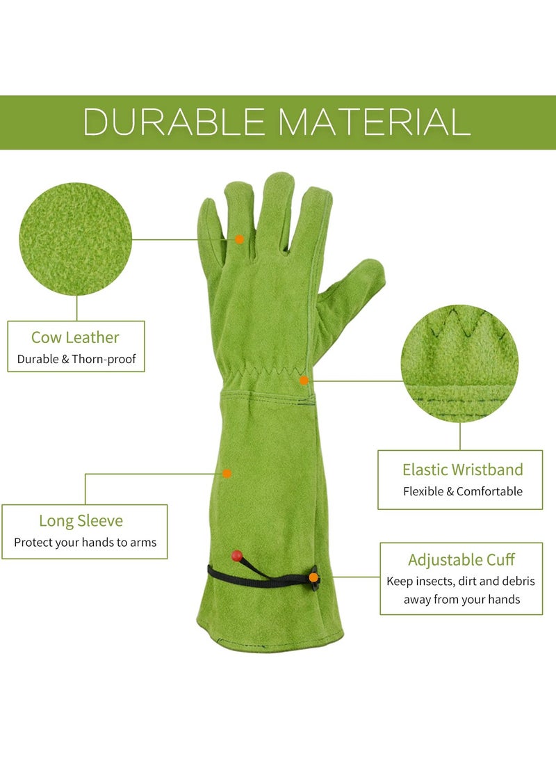 Gardening Gloves for Women/Men, Rose Pruning Thorn-Proof Gloves, with Adjustable Cuff and Durable Goatskin Leather, Comfy Breathable Long Sleeve Work Garden Gauntlet Gloves for Yard Work