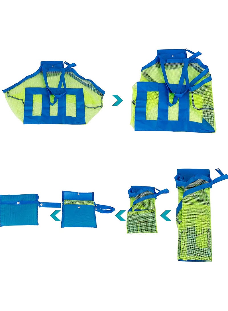 2 Pcs Mesh Beach Tote Bags Foldable Large Net Tote Bag Portable Kids Toys Storage Bags for Kids Sand Toys and Towel Stay Away from Sand and Water Pool and Beach Travel 45cm x 45cm