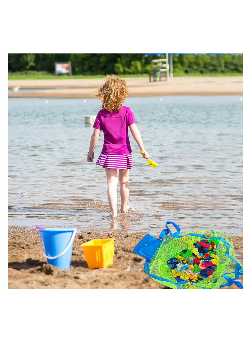 2 Pcs Mesh Beach Tote Bags Foldable Large Net Tote Bag Portable Kids Toys Storage Bags for Kids Sand Toys and Towel Stay Away from Sand and Water Pool and Beach Travel 45cm x 45cm