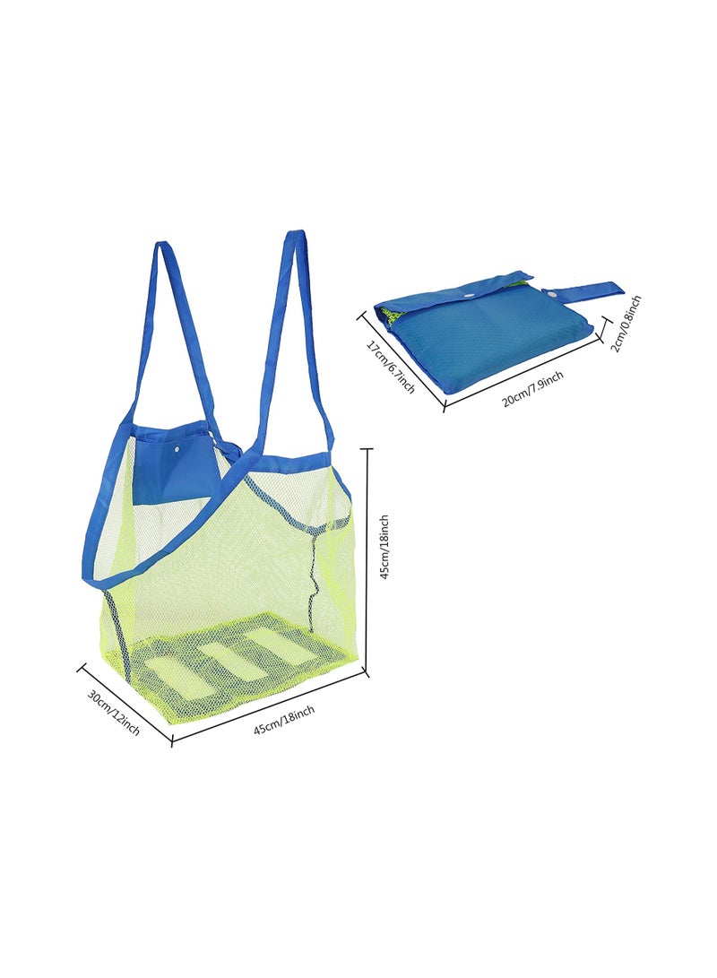 2 Pcs Mesh Beach Tote Bags Foldable Large Net Tote Bag Portable Kids Toys Storage Bags for Kids Sand Toys and Towel Stay Away from Sand and Water Pool and Beach Travel 45cm x 45cm