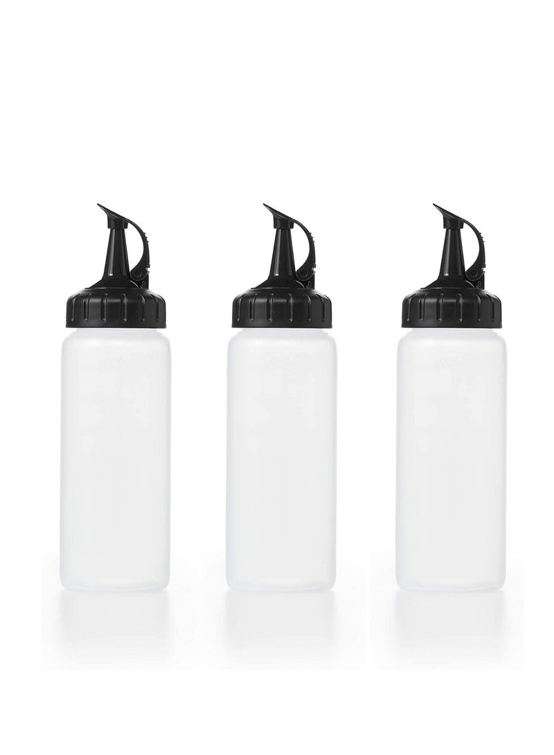 Squeeze Bottles, Plastic, Wide Mouth with Caps, Clear, Plastic Squeeze Squirt Condiment Bottles with Twist On Cap Lids - Perfect for Condiments, Oil, Icing, Liquids