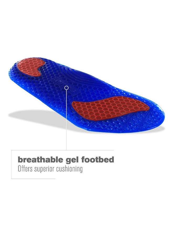 Gel Orthotic 3/4 Length Comfort And Stability Shoe Insoles Blue And Red