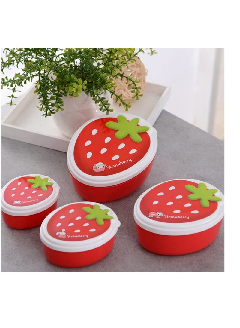 4pcs Strawberry Bento Box Set portable food container leakproof reusable lunch holder for Kids Adults and Outdoor Adventures