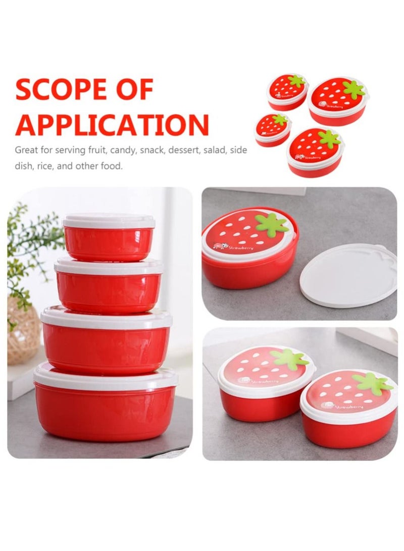 4pcs Strawberry Bento Box Set portable food container leakproof reusable lunch holder for Kids Adults and Outdoor Adventures