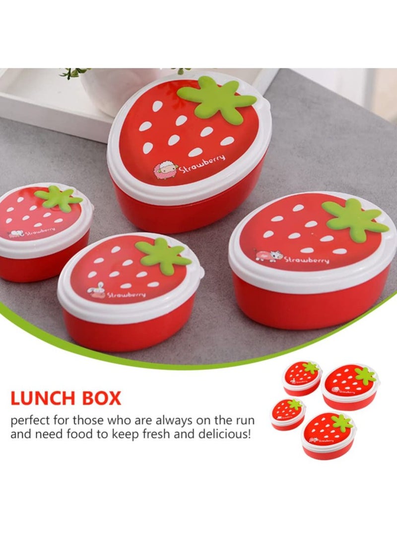 4pcs Strawberry Bento Box Set portable food container leakproof reusable lunch holder for Kids Adults and Outdoor Adventures