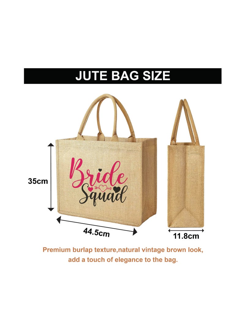 Bride Squad Jute Totes for the Perfect Party Favor - Bridesmaids - Besties - Bags for the Perfect Wedding Squad - Gift Set for Bride Squad