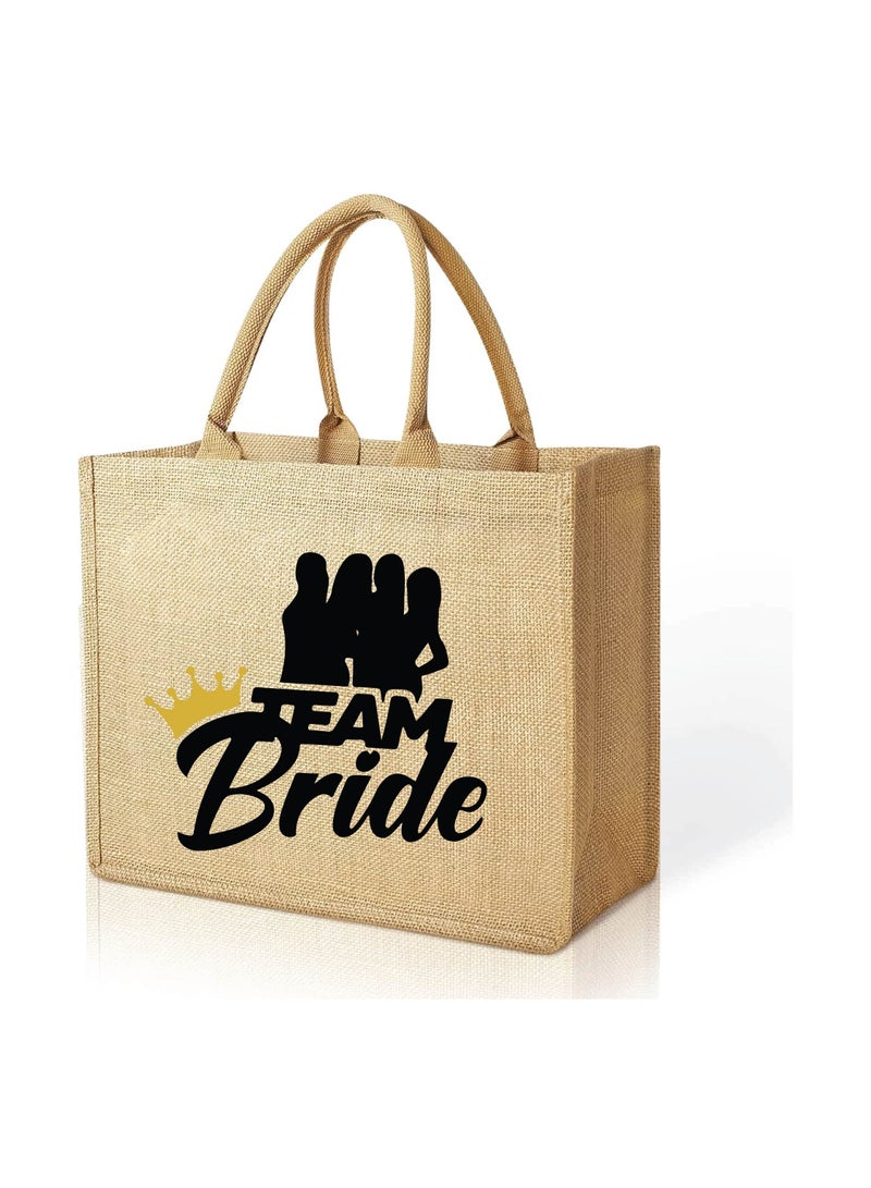 Team Bride Jute Totes - Eco-Friendly Gifts for Every Team Member - Bridesmaids Besties - Weddings and Bridal Showers Jute Bag