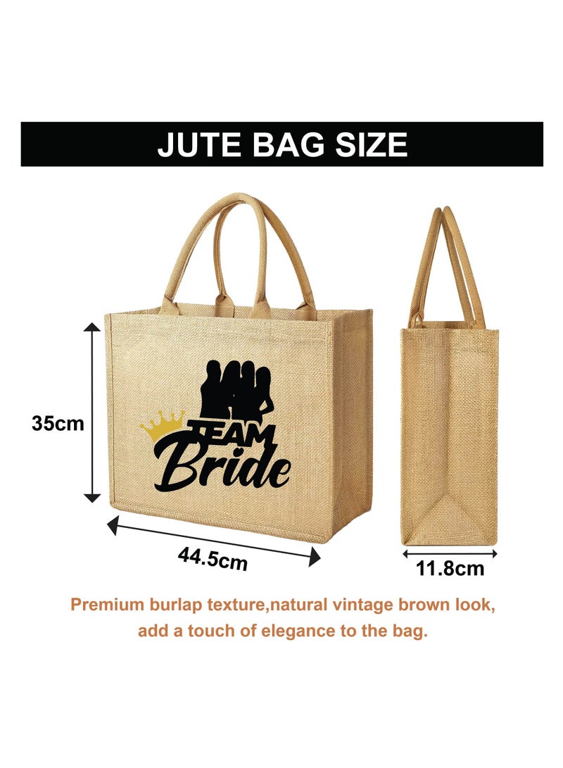 Team Bride Jute Totes - Eco-Friendly Gifts for Every Team Member - Bridesmaids Besties - Weddings and Bridal Showers Jute Bag