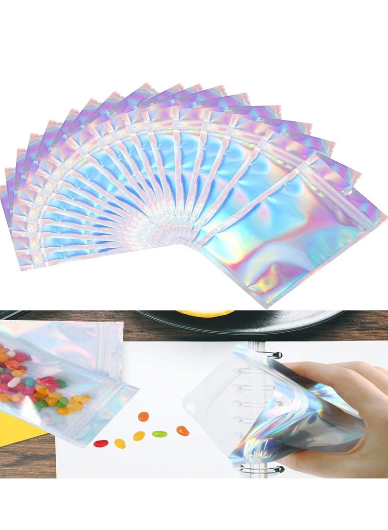 Resealable Smell Proof Bags Mylar Bags Aluminum Foil Pouch Bag Holographic Flat Foil Bags for Favor Food Storage Gift Package Supplies 200 Packs 7.5 x 12 cm