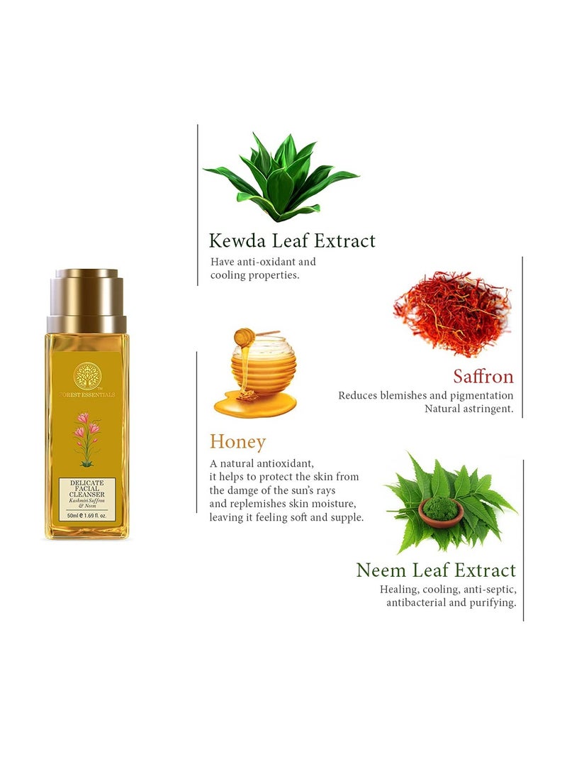 Forest Essentials Delicate Facial Cleanser with Kashmiri Saffron & Neem 50ML