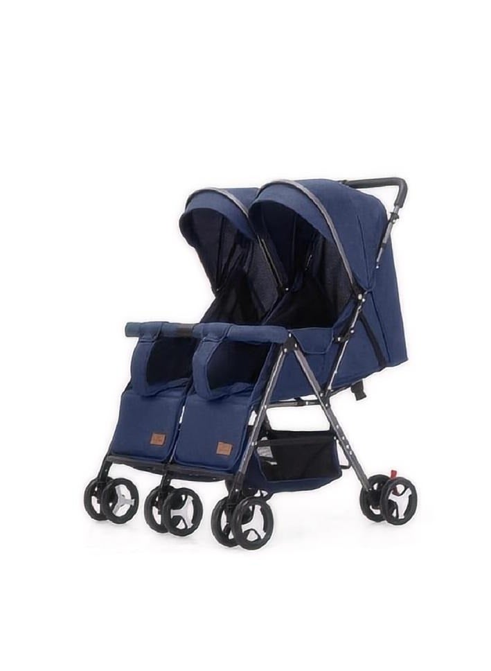 Double Baby Stroller Twins Stroller Side By Side Lightweight Double Baby Stroller and Toddler Stroller with Reclining Seats Child and Parent Trays Large Storage Compact Fold