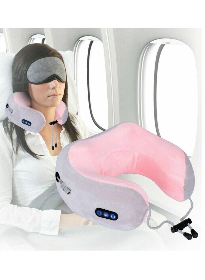 Rechargeable Electric U Shaped Memory Foam Kneading Vibration Neck Head Support Pillow Travel Massager Relief Cervical Pain for Muscles Fatigue And Muscle Soreness Suitable for Travelling