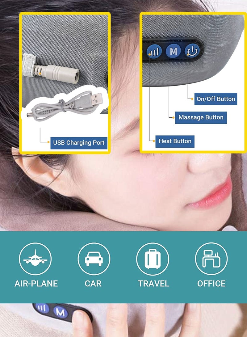 Rechargeable Electric U Shaped Memory Foam Kneading Vibration Neck Head Support Pillow Travel Massager Relief Cervical Pain for Muscles Fatigue And Muscle Soreness Suitable for Travelling