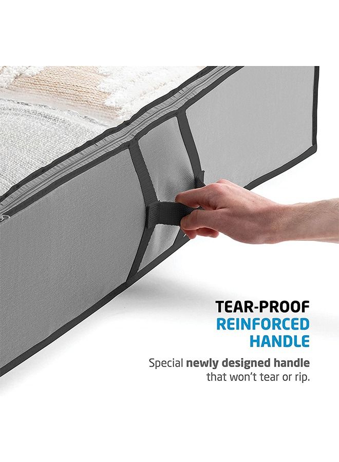 ZOBER Underbed Storage Bag-Pack of 2 Breathable Fabric Underbed Storage for Comforter, Blanket, Clothing, Linens, Shoes Closet Storage Organizer with Clear Viewing Top and Sturdy Dual Zipper 18x42x6