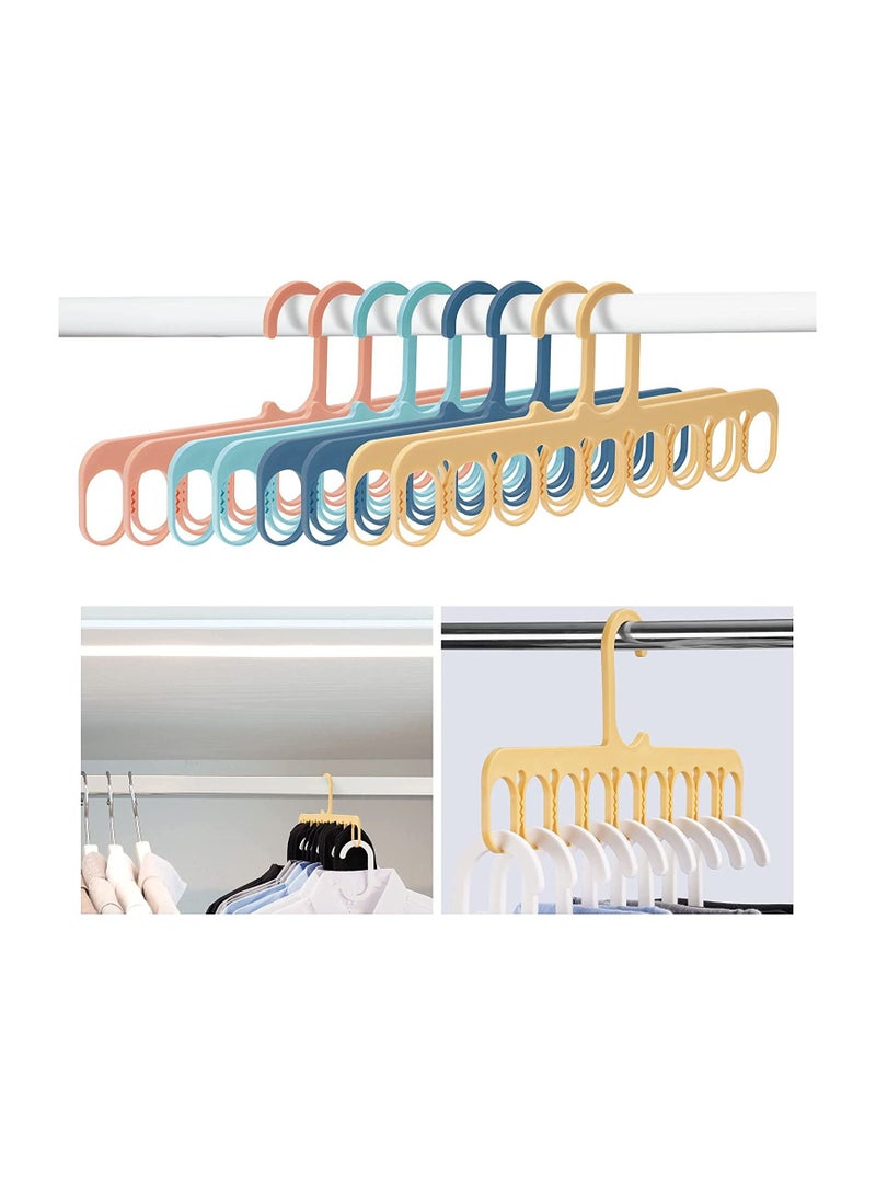 8-Pack 9-Hole Clothes Hangers Organizer Set, Multifunction Hanger Space-Saving Wardrobe Drying Racks Clothes Storage for Scarf, Socks, Laundry Home Dormitory