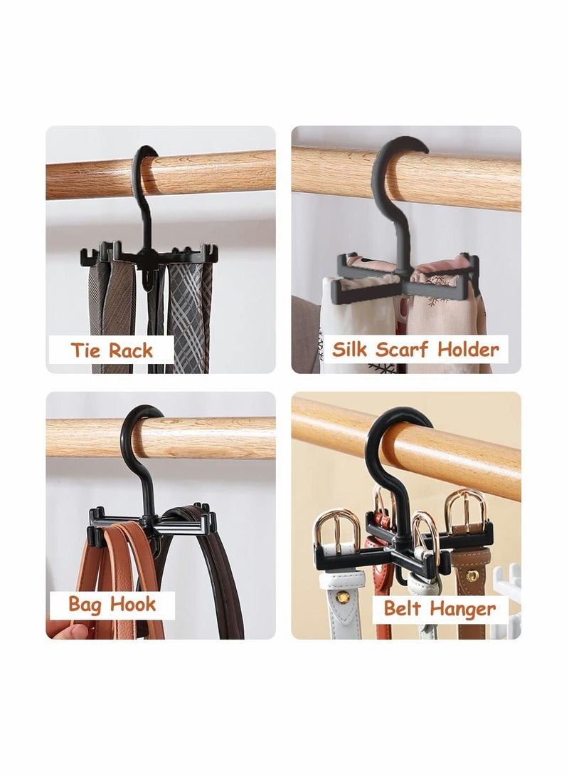 KASTWAVE Belt Hanger for Closet - 360° Rotating Belt Organizer Belt Rack Ties and Belt Holder Closet Storage Accessory Hooks for Belts, Ties, Scarves, (8 Pack, 4 Black 4 White)