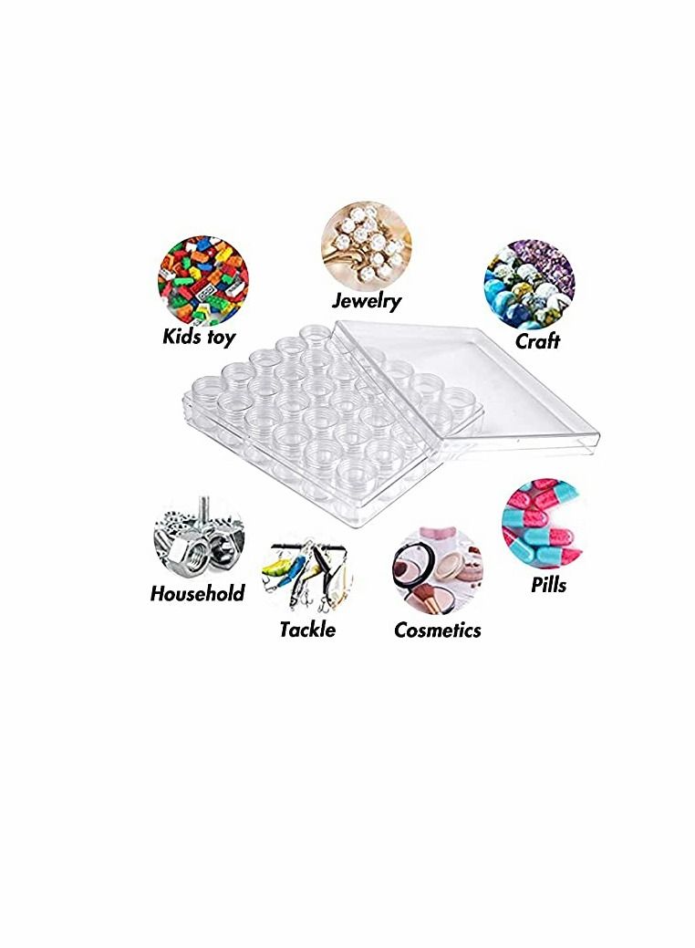 5D Embroidery Diamond Storage Box, Clear Plastic Bead Containers Diamond Painting Containers Organizer Storage with Lid for Jewelry DIY Art Crafts Nail Diamonds, Bead Storage