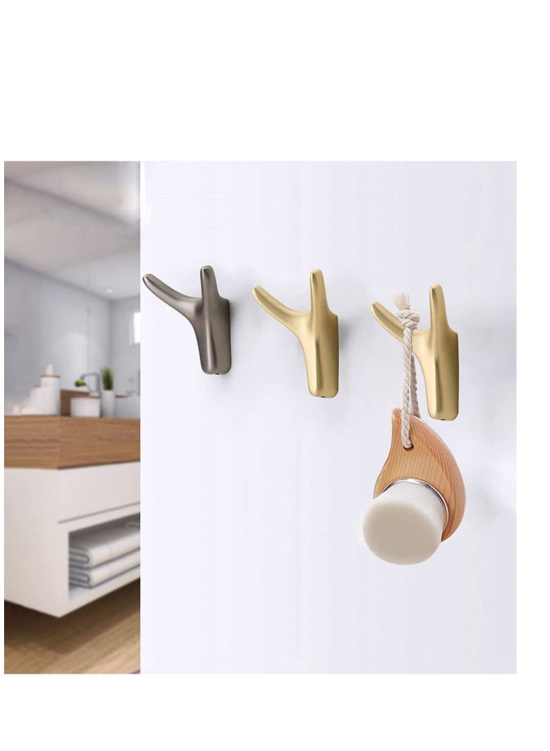 Hooks For Clothes Towel Hooks 2 Packs Coat Hook Cow Head Wall Hooks For Heavy Duty Door Hanger Towel Robe Clothes Cabinet Closet Sponges Hook For Bathroom Bedroom Kitchen Hotel Pool Brushed Brass