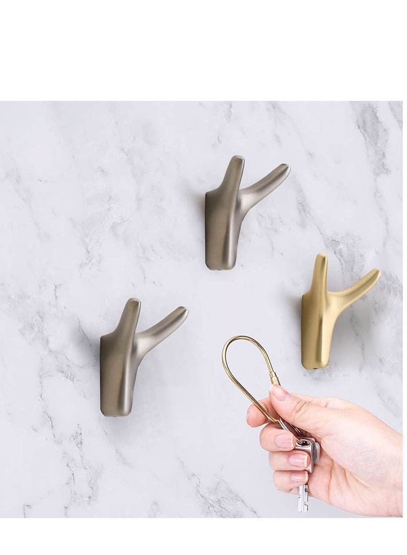 Hooks For Clothes Towel Hooks 2 Packs Coat Hook Cow Head Wall Hooks For Heavy Duty Door Hanger Towel Robe Clothes Cabinet Closet Sponges Hook For Bathroom Bedroom Kitchen Hotel Pool Brushed Brass