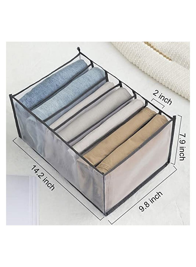 2Pcs Wardrobe Clothes Organizer 7 Grids Washable Foldable Clothes Organizer for Closet Clothing Storage Bins Drawer Mesh Separation Box