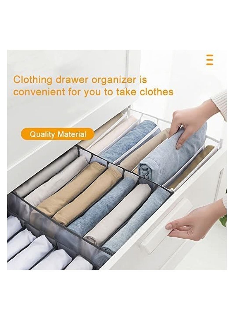 2Pcs Wardrobe Clothes Organizer 7 Grids Washable Foldable Clothes Organizer for Closet Clothing Storage Bins Drawer Mesh Separation Box