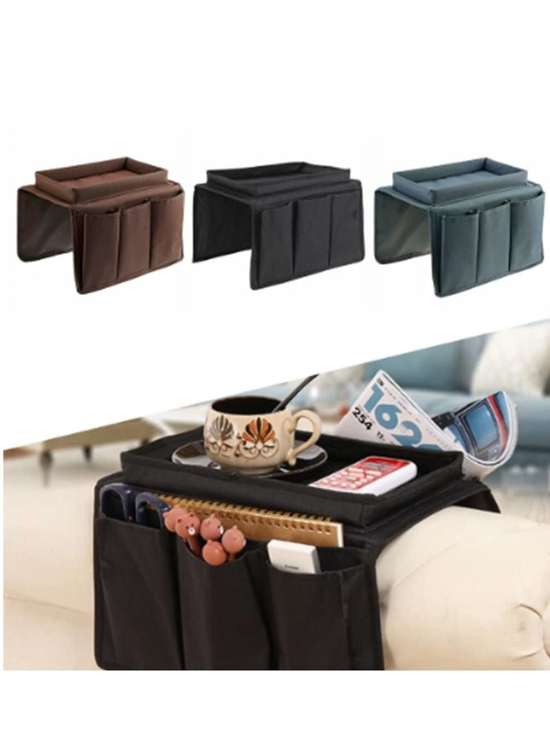 SYOSI Sofa TV Remote Control Handset Holder Organiser Caddy, Couch Armrest Organizer with 6 Pockets, Hanging Storage Bag for Chairs Sofas Armchairs Desk (Black)