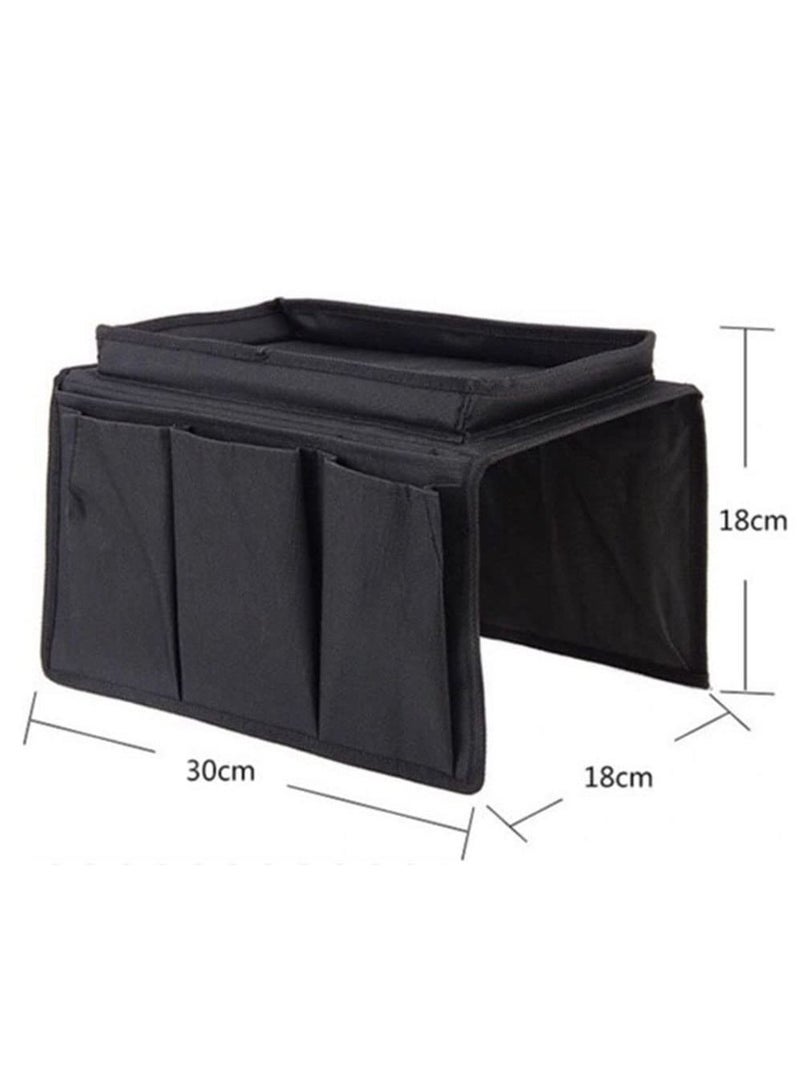 SYOSI Sofa TV Remote Control Handset Holder Organiser Caddy, Couch Armrest Organizer with 6 Pockets, Hanging Storage Bag for Chairs Sofas Armchairs Desk (Black)