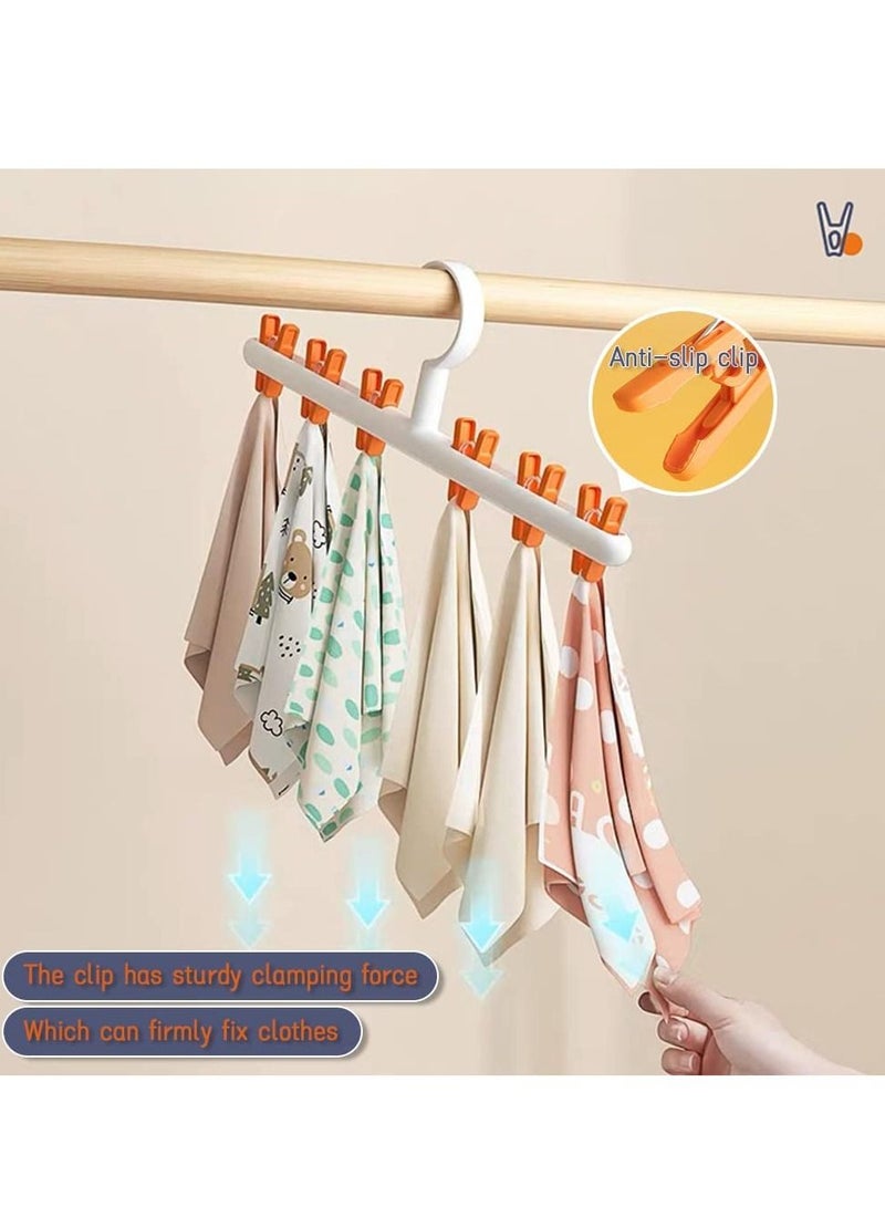 2 Pack Windproof Sock Clips Hanger, PP Plastic Anti-Tangle Clothes Drying Rack with 360° Swivel Hook and Strong Clips for Drying and Organize Underwear, Socks, Hats, Scarves, Pants