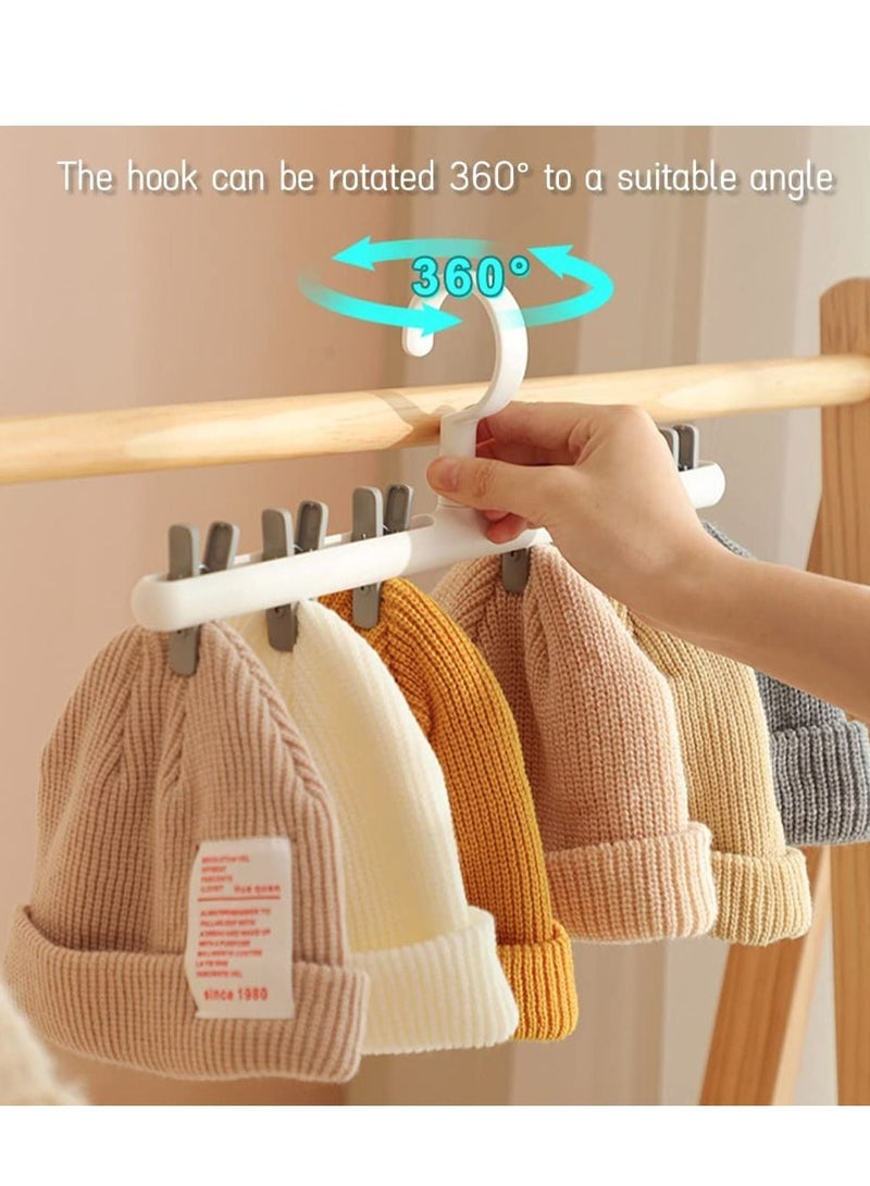 2 Pack Windproof Sock Clips Hanger, PP Plastic Anti-Tangle Clothes Drying Rack with 360° Swivel Hook and Strong Clips for Drying and Organize Underwear, Socks, Hats, Scarves, Pants