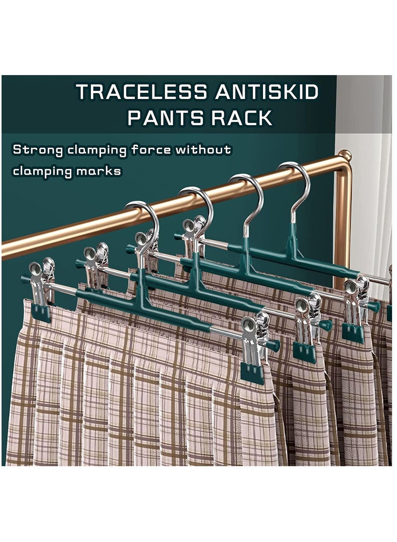 Pants Hangers with Clips Skirt Hangers Adjustable Clip Hangers Non Slip Metal Adult Baby Kids Space Saving Clothes Hangers for Closet Shorts Bottom Jeans Trouser Leggings 10 Pack