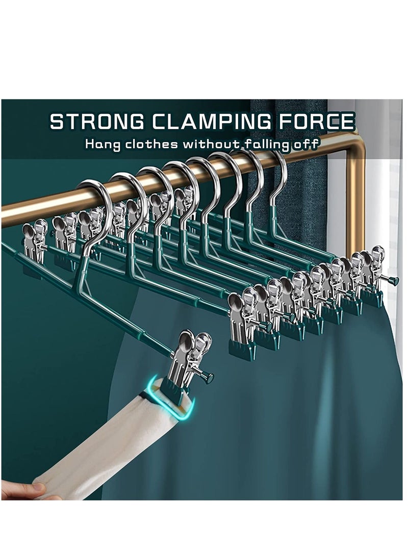 Pants Hangers with Clips Skirt Hangers Adjustable Clip Hangers Non Slip Metal Adult Baby Kids Space Saving Clothes Hangers for Closet Shorts Bottom Jeans Trouser Leggings 10 Pack