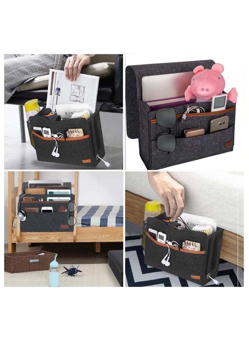 Bedside Organiser Pocket Slip Resistant Bed Pocket orgainser Felt Hanging Storage Organizer for Bed Rails Sofa Bunk Bed Felt Bedside Storage Caddy for Books Glasses Phone Tablet Remote