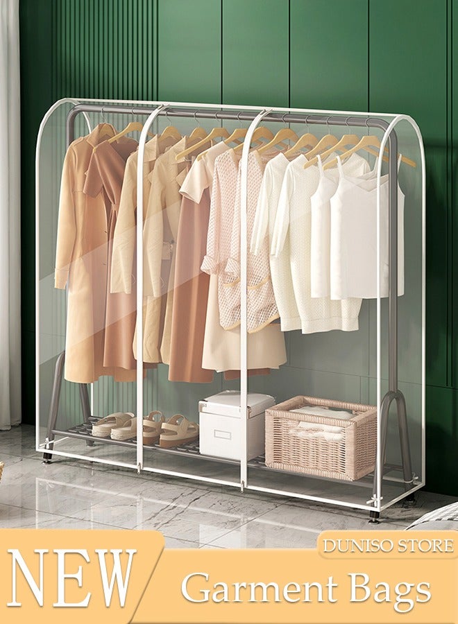 Extra Large Clear Hanging Garment Bags for Closet Storage Breathable Dust Cover Garment Rack Cover Wardrobe Clothes Protector for Coats, Suits, Dresses