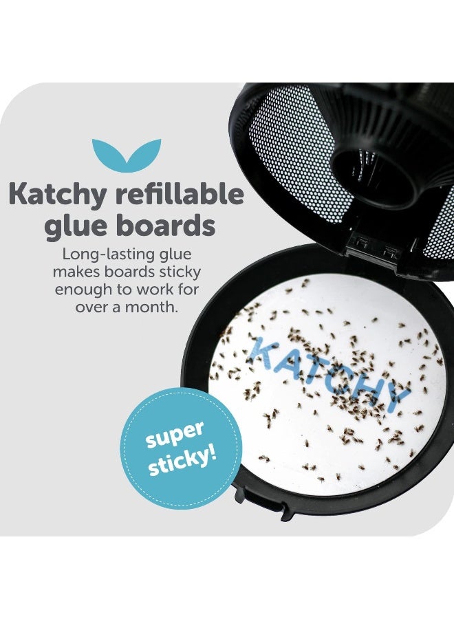 Katchy Original and Midnight Glue Board Refills 4 Pack - Indoor Insect Trap Glue Board Refills for Mosquito Gnat Moth Fruit Flies - Non-Zapper Traps for Buzz-Free Home