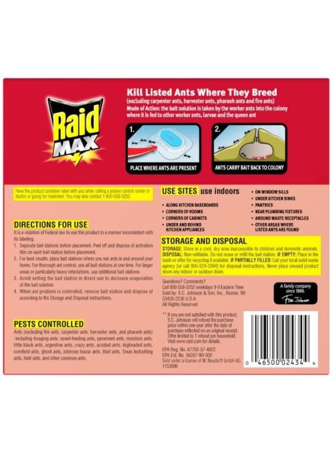 Max Liquid Ant Bait Kills Ants Where They Breed For Indoor and Outdoor Use 4 Bait Stations