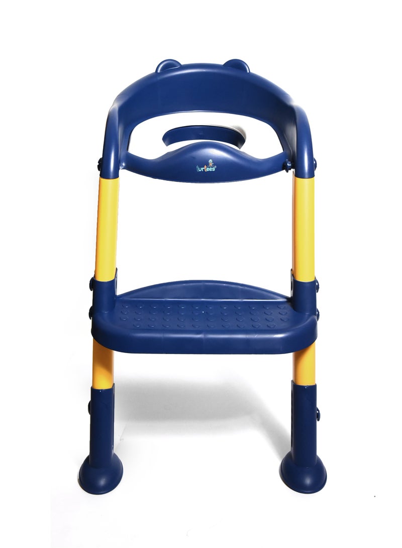 turtees Potty Training Toilet Seat with Step Stool for Boys and Girls, Comfortable and Safe Potty Seat Potty Chair, Potty Training Seat Pad with Handle (Blue)