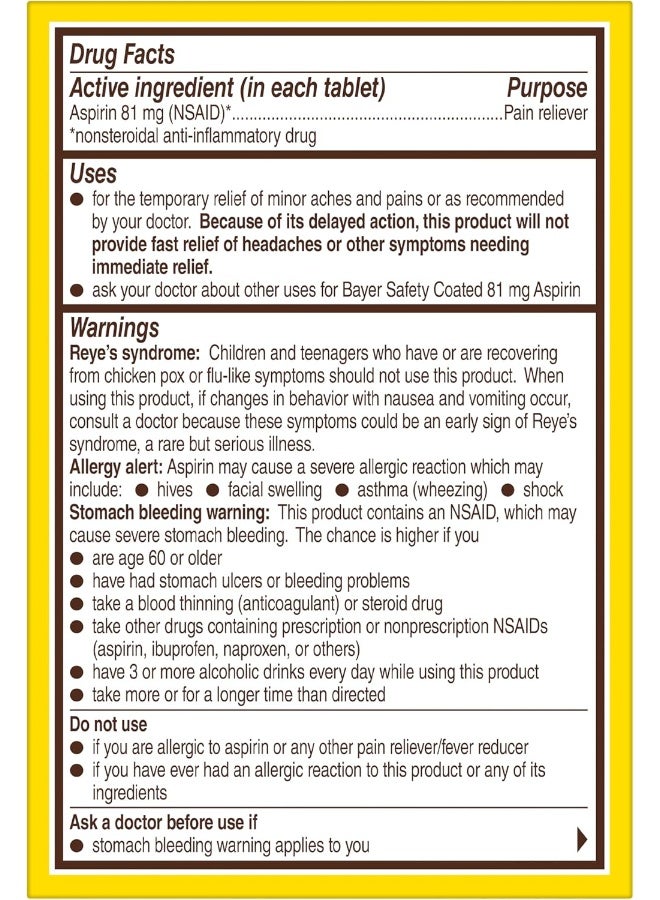 Aspirin Regimen Low Dose 81Mg Enteric Coated Tablets 120-Count