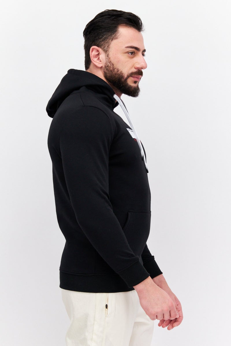 Men Sportswear Fit Long Sleeve Outdoor Hoodie Sweatshirt, Black