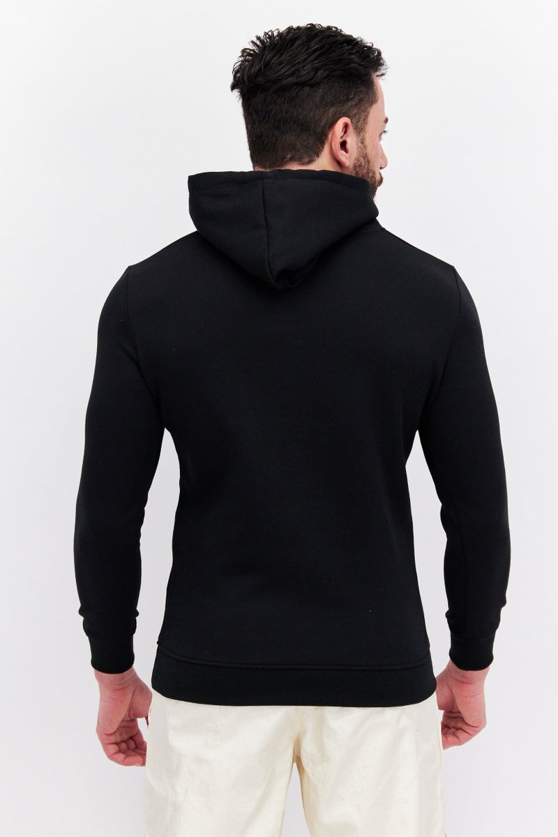 Men Sportswear Fit Long Sleeve Outdoor Hoodie Sweatshirt, Black